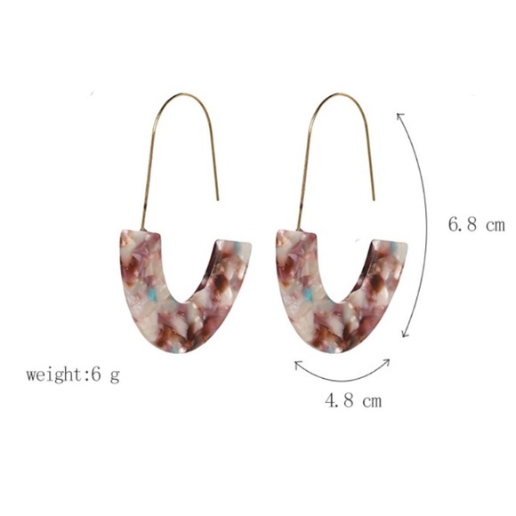 ✨Brown and Turquoise Resin Acrylic Drop Earrings - Picture 2 of 3